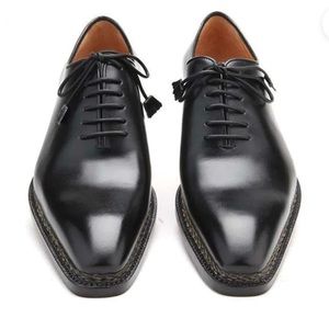 Caporicci 1400 Men's Calf-Skin Leather Oxfords hand stitched !
 Color: Black
